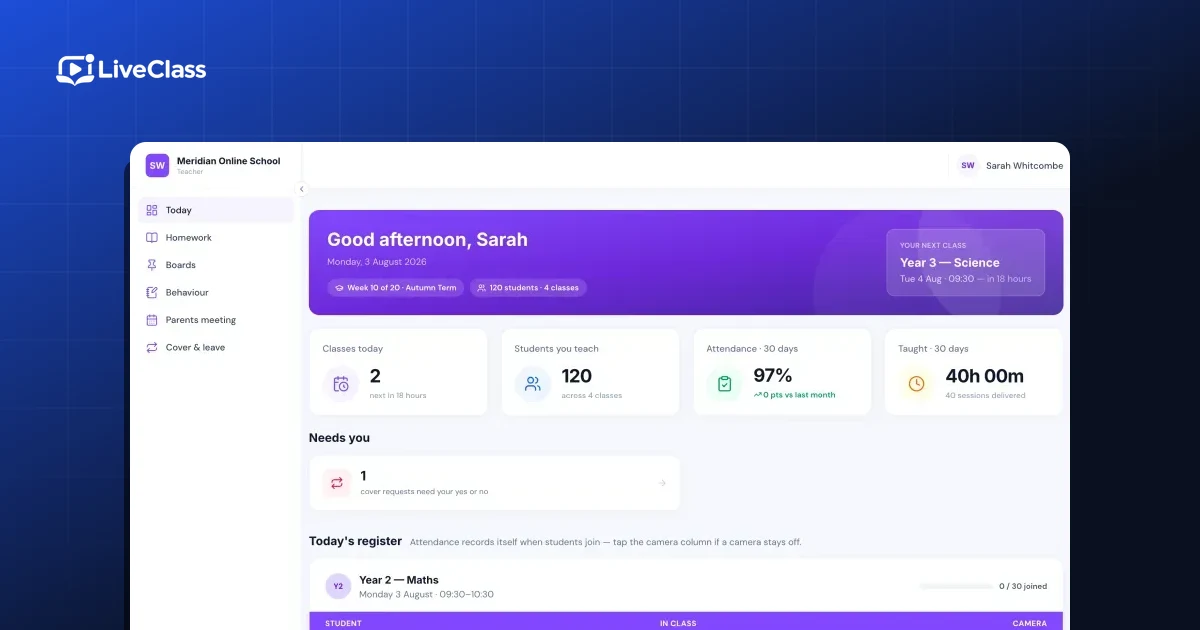 Running live lessons on Zoom for a whole school — LiveClass